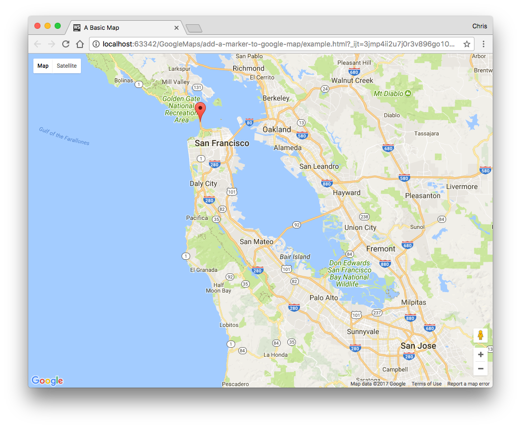 В Google Maps маркеры накладываются на карту и отображают значок, обозначающий местоположение